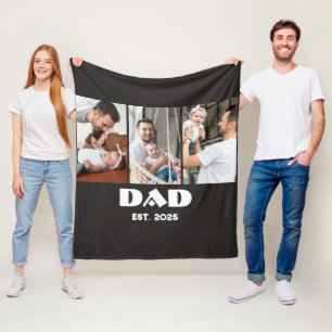 Personalised Dad Established 3-Photo Collage Fleece Blanket