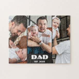 Personalised Dad Established 3-Photo Collage Jigsaw Puzzle