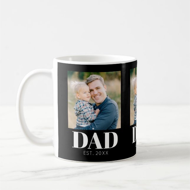 Personalised Dad Established Photo Fathers Day Coffee Mug (Left)