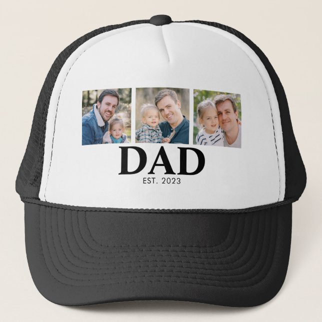 Personalised Dad Established Year Father Photo Trucker Hat (Front)