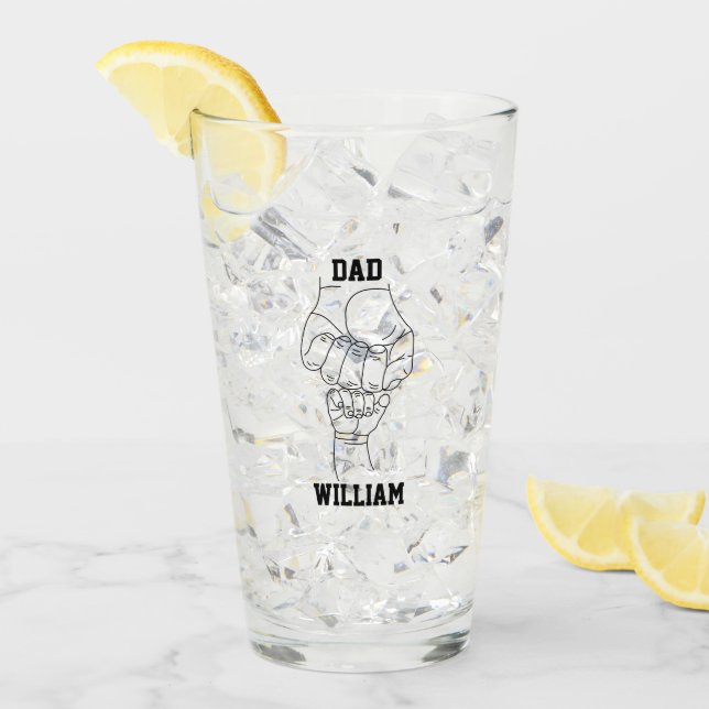 Personalised Dad Father Daddy Gift with Kid's Name Glass (Front Ice)