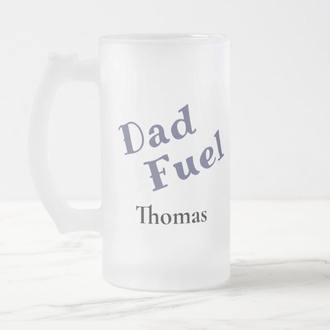 Personalised Dad Fuel Frosted Glass Mug (Left)