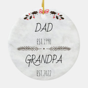 Personalised Dad Grandpa Est Custom Year Ceramic Tree Decoration
