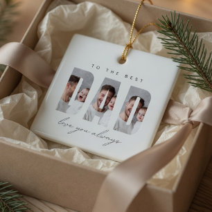 Personalised Dad Photo Christmas   Best Dad Ceramic Ornament