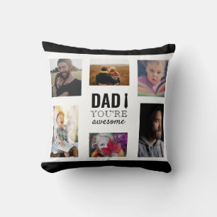 Personalised Dad Photo Collage Dad Awesome Cushion