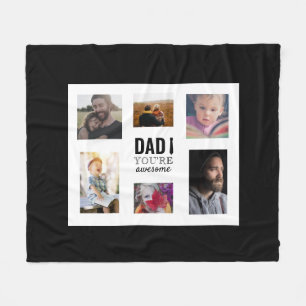 Personalised Dad Photo Collage Father's Day Fleece Blanket