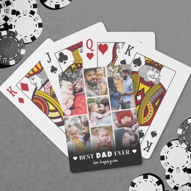 Personalised Dad Photo Collage Playing Cards (Personalized Dad Photo Collage Father Poker Cards)
