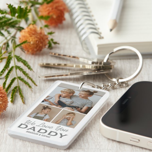 Personalised Dad Photo Keychain Gift (Front Right)