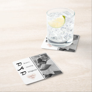 Personalised Dad Photo Paper Coaster   Fathers Day