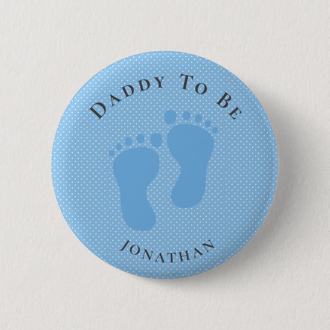 Personalised Dad to Be Blue Dots (Boy) Button (Front)