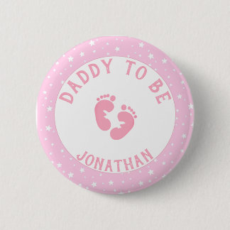 Personalised Dad to Be Girl Feet Stars 6 Cm Round Badge