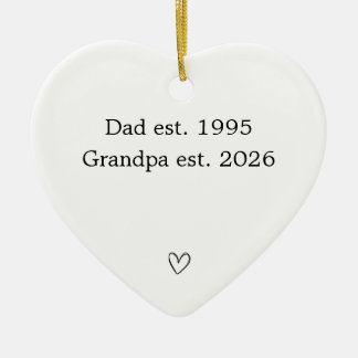 Personalised Dad to Grandpa Heart  Ceramic Tree Decoration