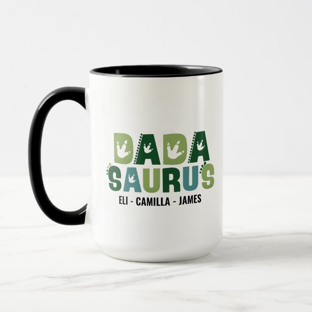 Personalised Dadasaurus Mug, Custom Dino-Themed  Mug (Left)