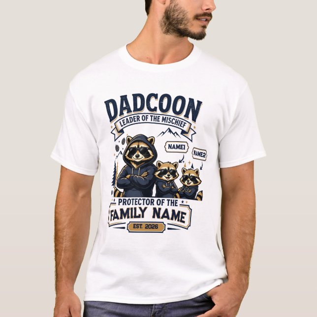 Personalised Dadcoon Racoon Dad Shirt 2 Kids (Front)