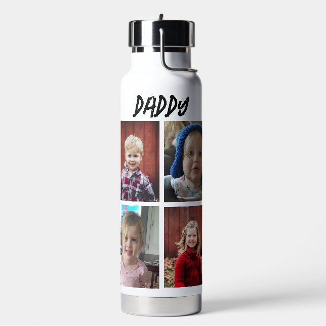 Personalised Daddy | Children's Photos Water Bottle (Left)
