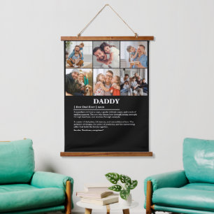 Personalised Daddy Definition 6 Photo Collage Hanging Tapestry