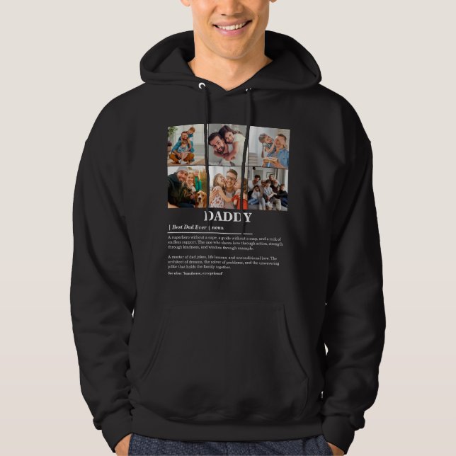 Personalised Daddy Definition 6 Photo Collage Hoodie (Front)