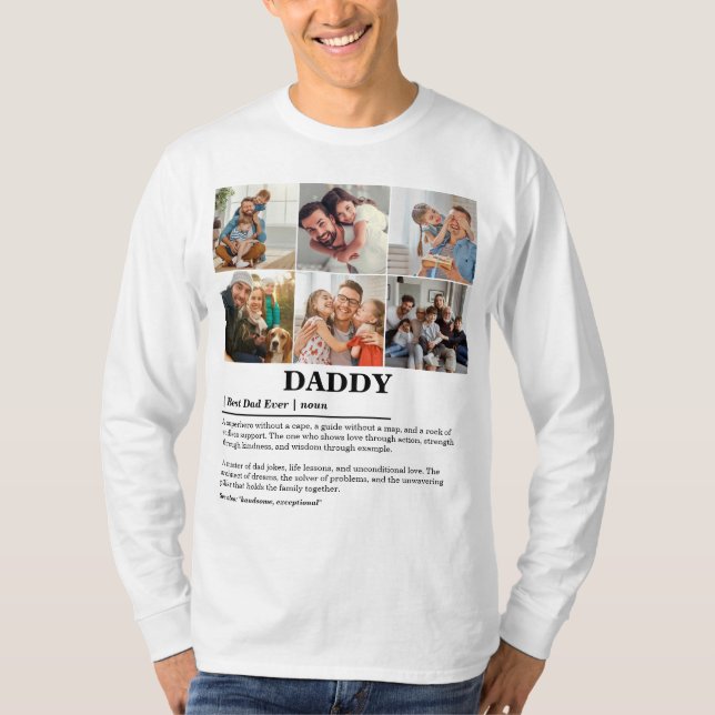 Personalised Daddy Definition 6 Photo Collage T-Shirt (Front)