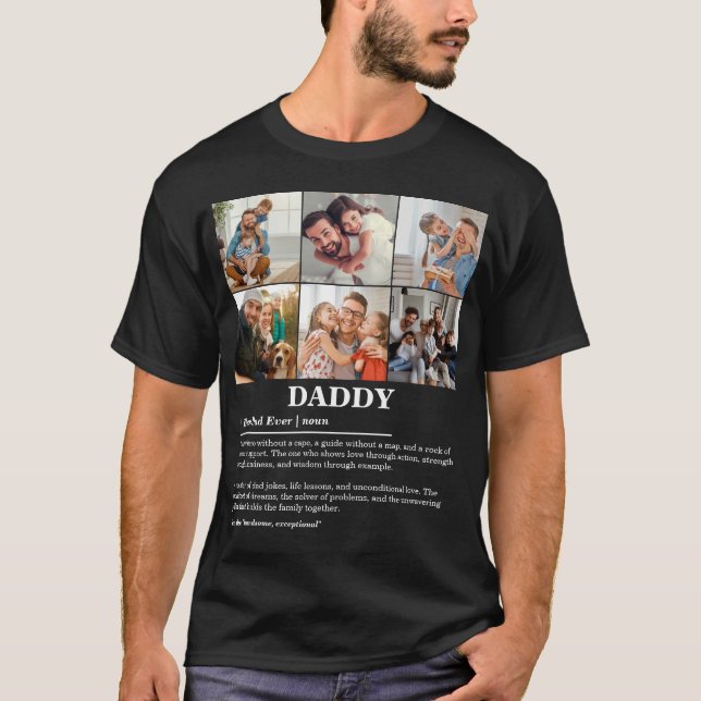 Personalised Daddy Definition 6 Photo Collage T-Shirt (Front)