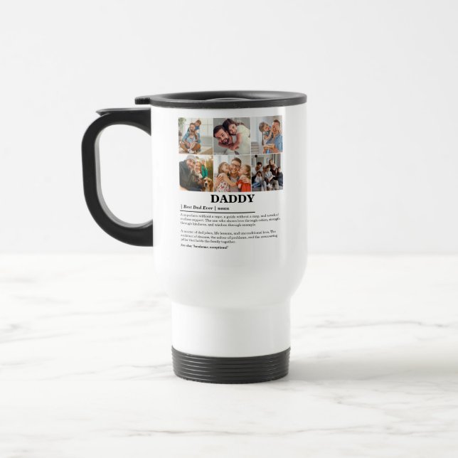 Personalised Daddy Definition 6 Photo Collage Travel Mug (Left)