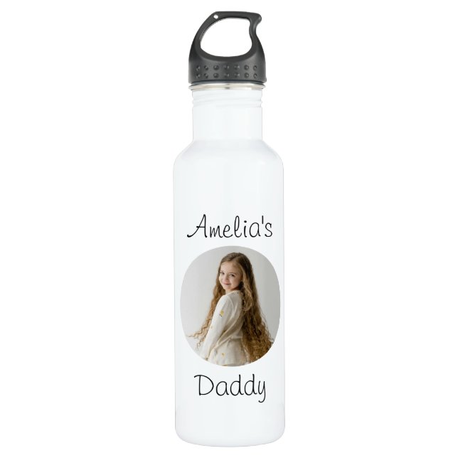 Personalised Daddy Gift – Custom Child Face -  710 Ml Water Bottle (Front)
