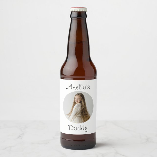 Personalised Daddy Gift – Custom Child Face -  Beer Bottle Label (Front)
