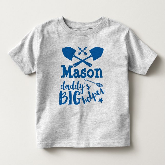 Personalised Daddy's Big Helper Blue and Grey Toddler T-Shirt (Front)