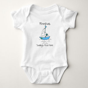 Personalised Daddy's First Mate Sailboat Baby boy Baby Bodysuit