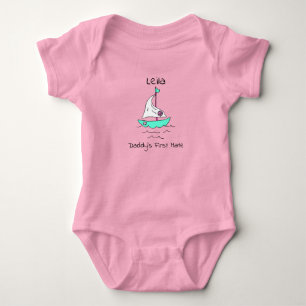 Personalised Daddy's First Mate Sailboat Baby Girl Bodysuit