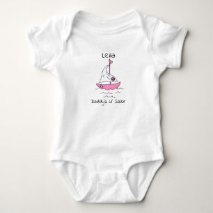 Personalised Daddy's First Mate Sailboat Baby Girl Bodysuit