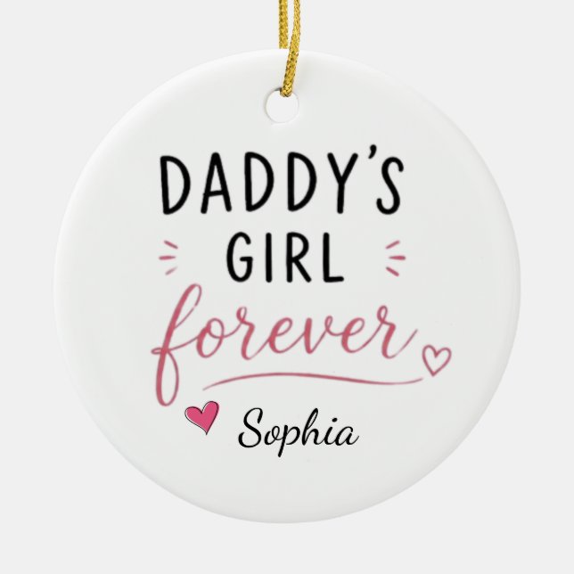 Personalised Daddy's Girl Forever Ceramic Tree Decoration (Front)