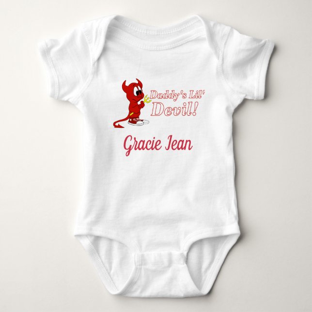 Personalised Daddy's Lil Devil with Cute Devil Baby Bodysuit (Front)