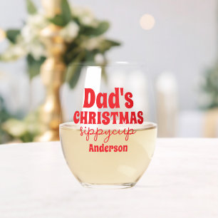 Personalised Dad's Christmas Sippy Cup Stemless Wine Glass