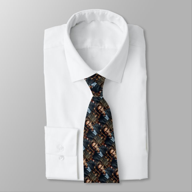 Personalised Dad's Photo Elegant Pattern Father's Tie (Tied)