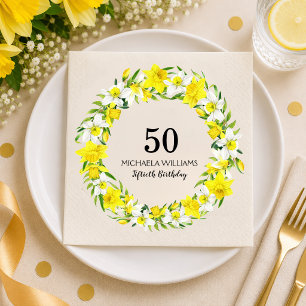 Personalised Daffodil 50th Birthday Napkin