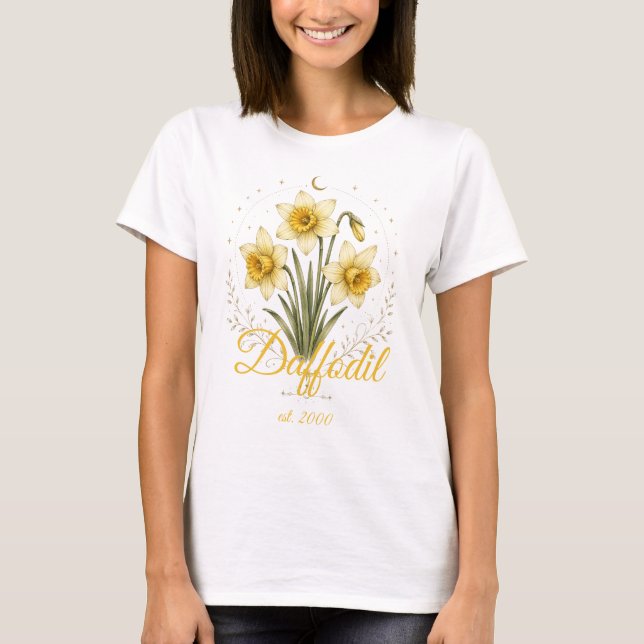 Personalised Daffodil Birth Flower Name Shirt (Front)
