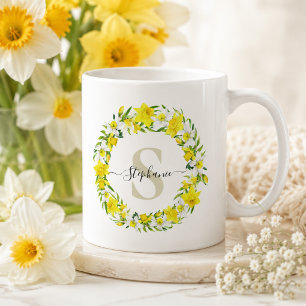Personalised Daffodil Monogram Coffee Mug