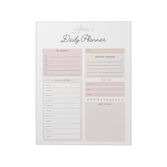 Personalised Daily Planner Notepad (Rotated)