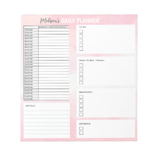 Personalised Daily Planner To Do List Organiser Notepad