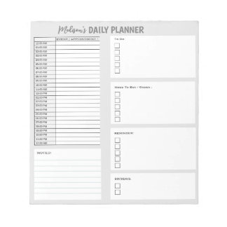 Personalised Daily Planner To Do List Organiser Notepad