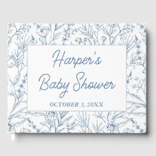 Personalised Dainty Blue Floral Baby Shower Guest Book