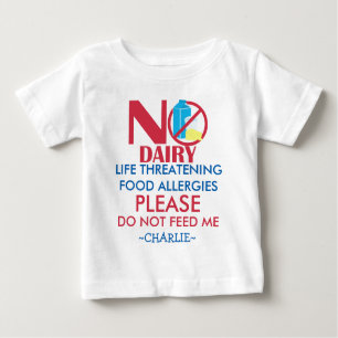 Personalised Dairy Allergy Shirt, Do not feed me Baby T-Shirt