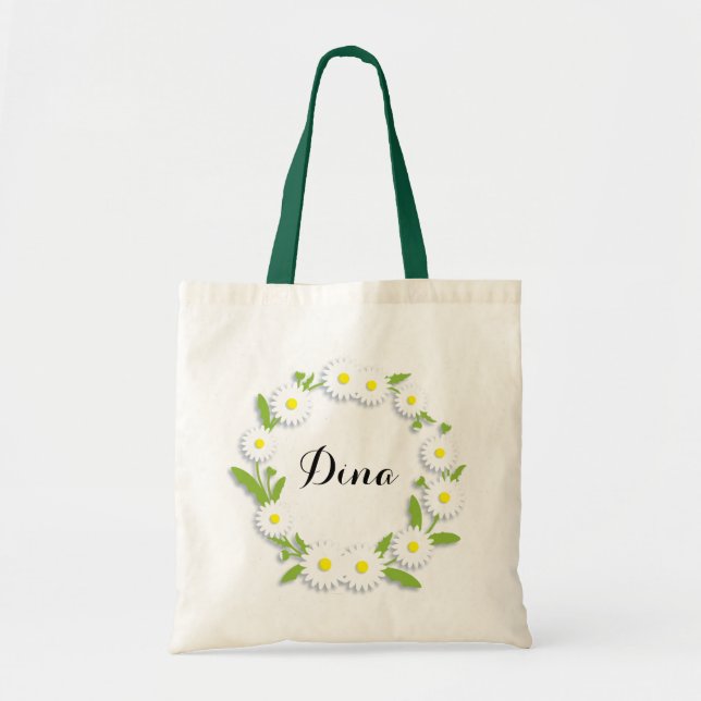 Personalised Daisies Floral Tote Bag (Front)