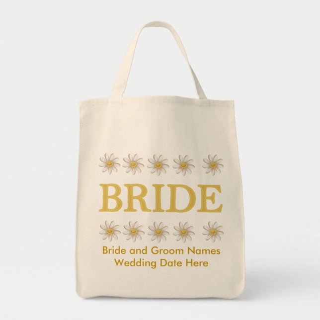 Personalised Daisy Bride Tote Bag (Front)