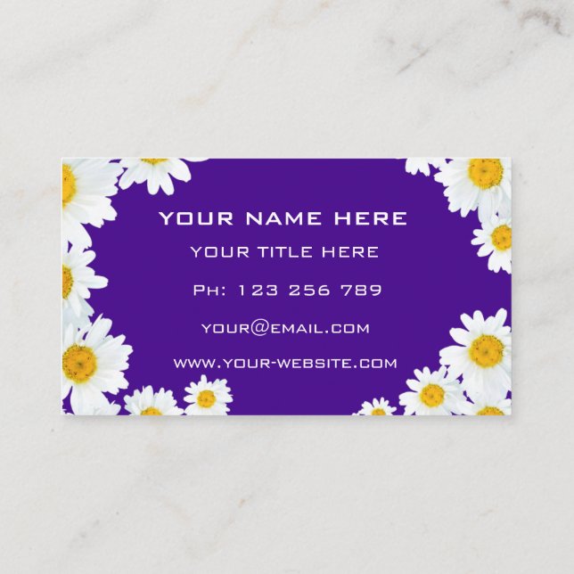 Personalised Daisy Business Card - Your Colours (Back)