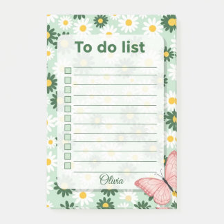Personalised Daisy & Butterfly To Do List Post-it Notes
