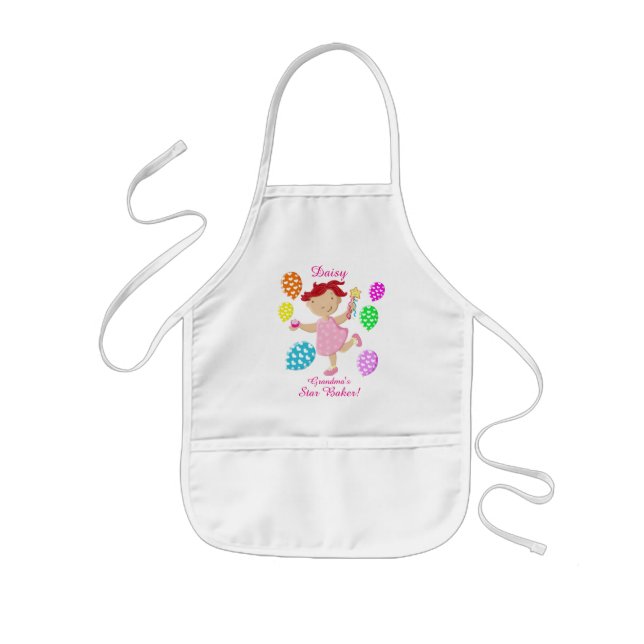 Personalised Daisy Cupcake Balloon Kids Kids Apron (Front)