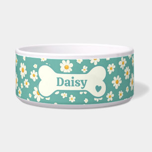 Personalised Daisy Dog Bowl – Cute Floral Pet Bowl