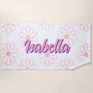 Personalised Daisy Name Beach Towel, Oversized Towel