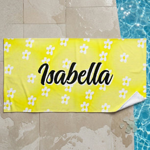 Personalised Daisy Name Beach Towel, Oversized  Towel
